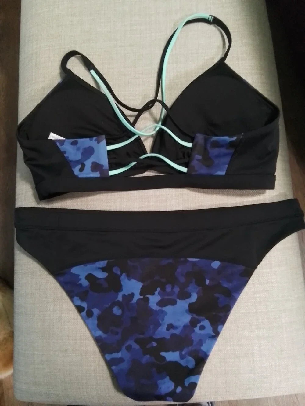 Athleta Freestyle Blue Camo Women’s Bikini Set - Bralette Top & Bikini Bottom